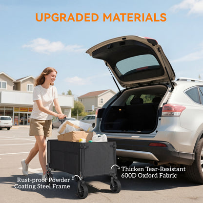 Festival Trolley on Wheels, 150L Folding Camping Trolley Cart with Openable Sides