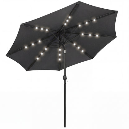 2.6 m Garden Parasol Umbrella with LED Solar Light, Parasol Cover, Outdoor Market Patio Umbrella, Black