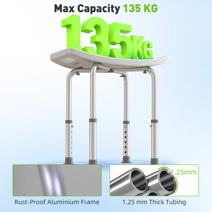 Shower Chair, Adjustable Height Shower Stool with Aluminium Frame and Non-Slip Feet