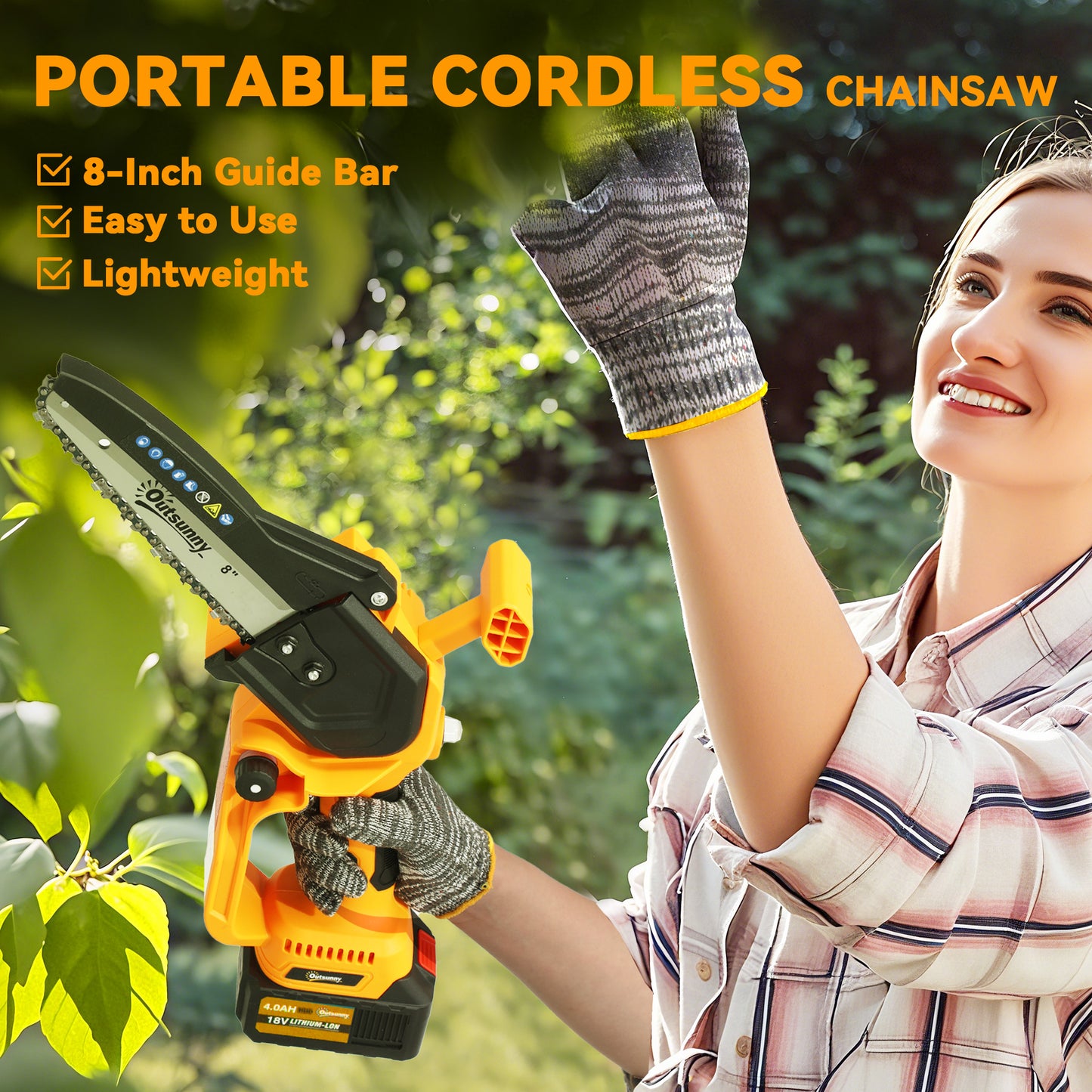Mini Pruning Saw Cordless, 8 Inch Electric Pruning Saw with 2 x 4000mAh Batteries