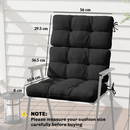 2-Piece Seat Cushion Replacement with Backrest, Garden Patio Chair Cushions Set with Ties, Black