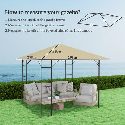 3 x 3(m) Gazebo Canopy Replacement Cover, Garden Gazebo Roof Replacement with Drain Holes, Water Resistant PVC Coating