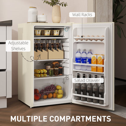 Under Counter Fridge, 91L Small Fridge with Chiller Box, Removable Shelf, Reversible Door, Adjustable Legs