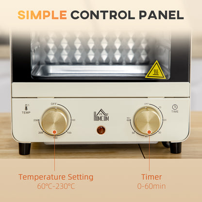 Mini Oven, 15 Litres Electric Oven and Grill with 60-230℃ Adjustable Temperature, 60 Minute Timer, Include Baking Tray