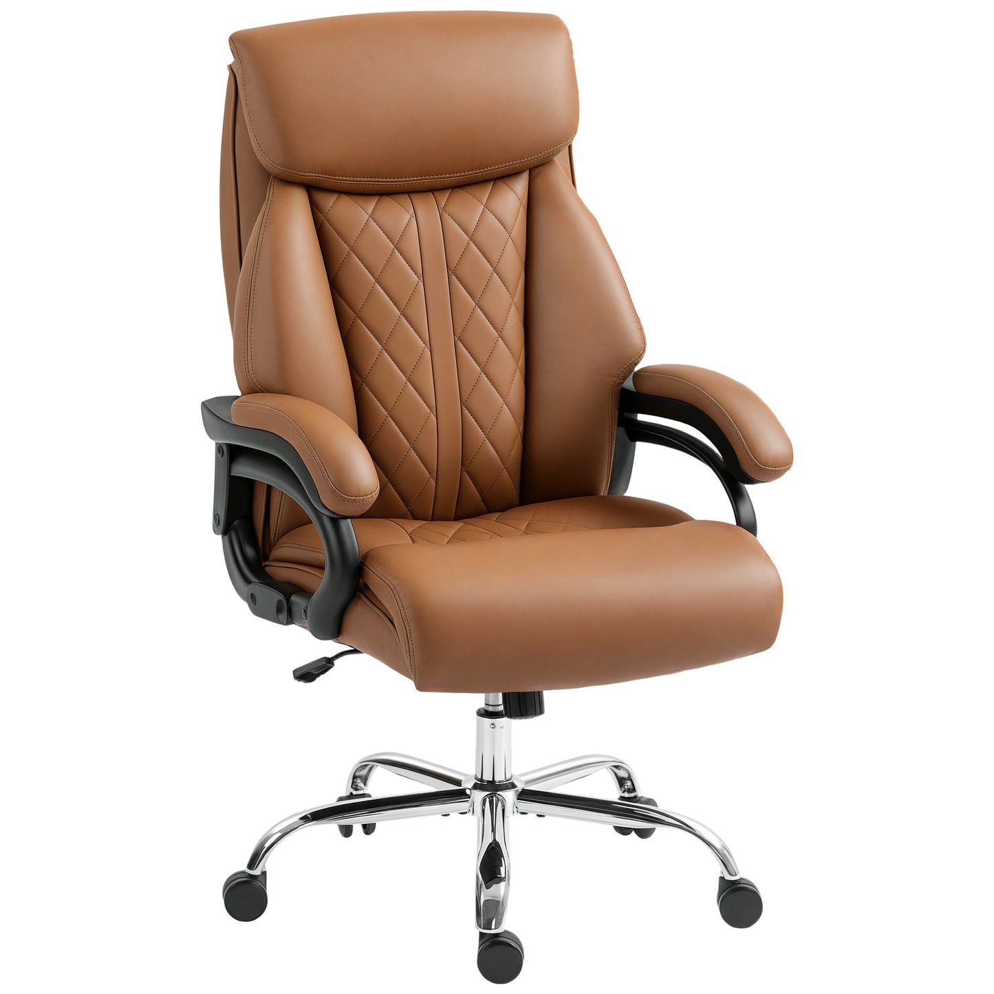 Spring Padded Faux Leather Office Chair with Super Padded, Reclining Office Chair - Light Brown