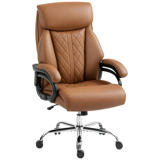 Spring Padded Faux Leather Office Chair with Super Padded, Reclining Office Chair - Light Brown