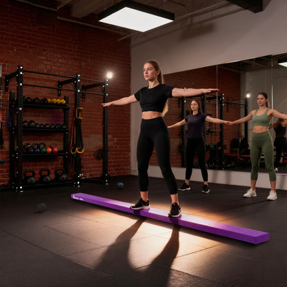 2.4M 8FT Gymnastics Folding Balance Beam Home Gym Training Exercise Sports - Purple
