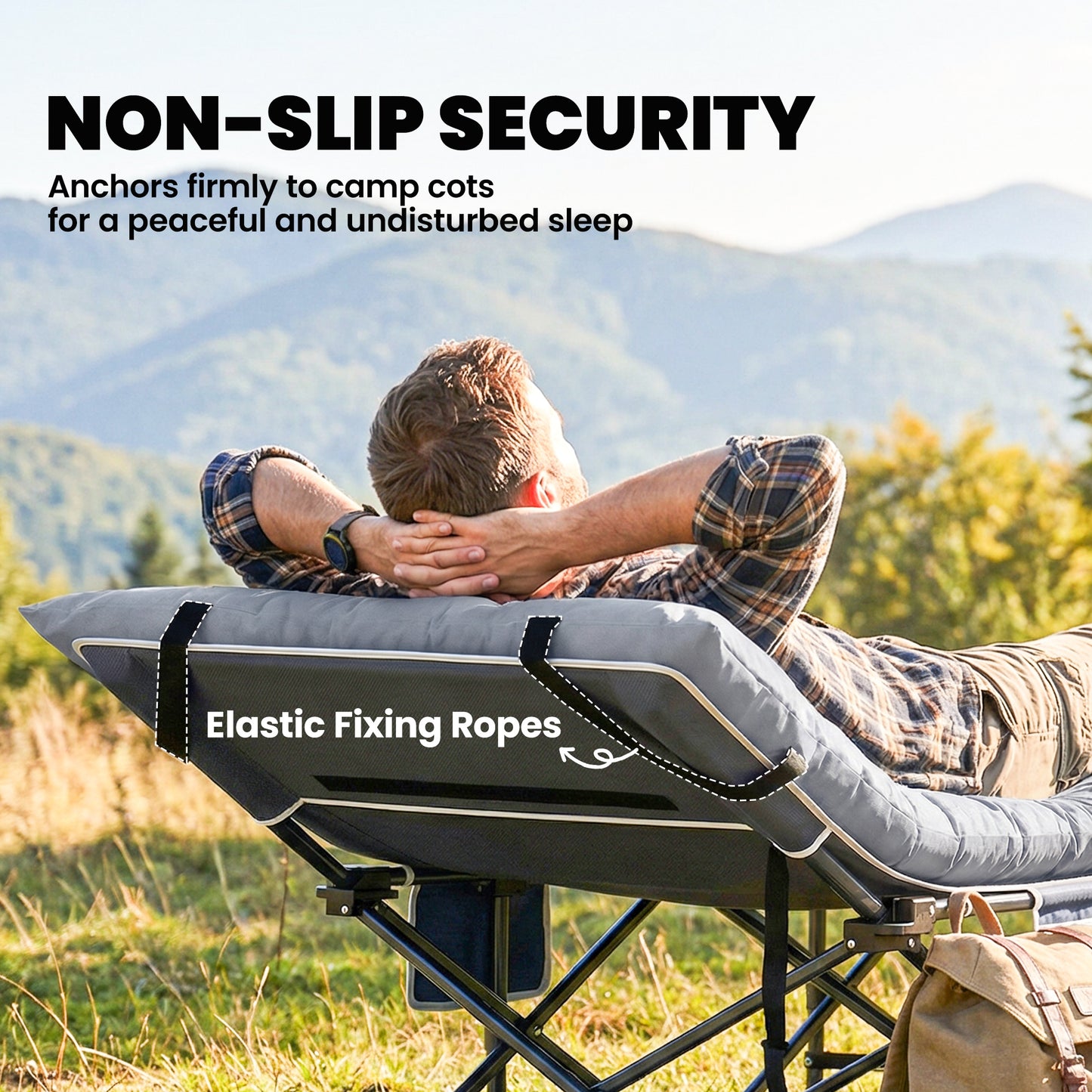 Sleeping Mat, Foldable Camping Mattress Pad with Elastic Straps, Light Grey