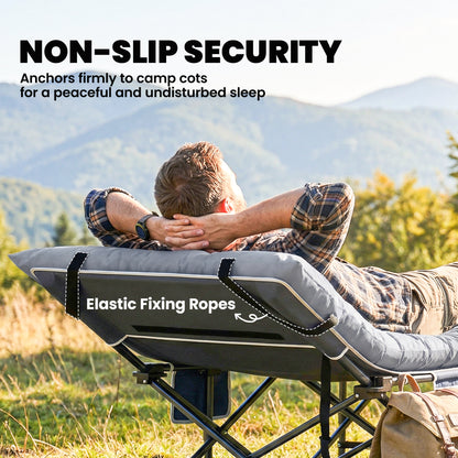 Sleeping Mat, Foldable Camping Mattress Pad with Elastic Straps, Light Grey