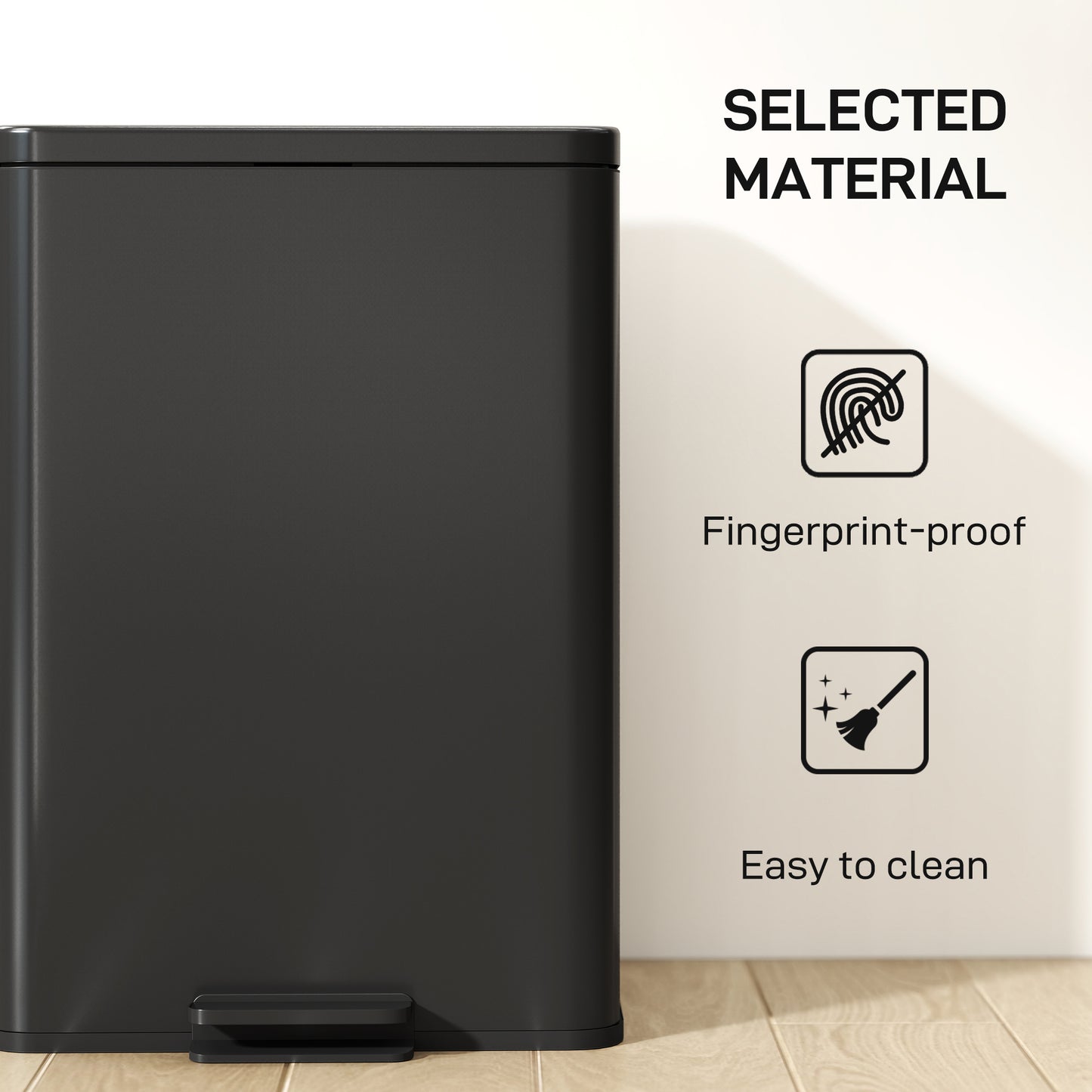 20L Kitchen Bin with Soft-Close Lid and Stay-Open Function