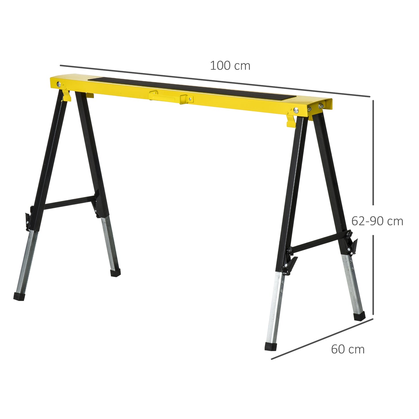 2PCS Saw Horse Twin Pack Folding Workbench Adjustable Metal Trestle Stands with Non-slip EVA Surface for Sawing Work Max Load
