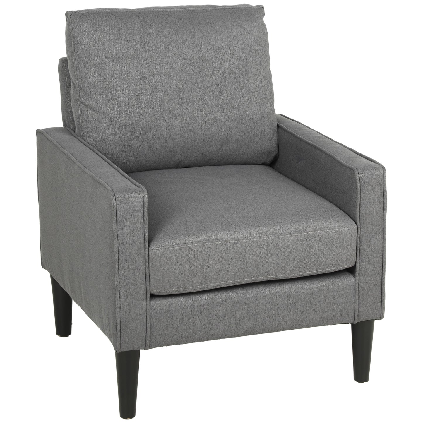 Accent Chair, Removable Pillow Linen Armchair with Comfy Spring Cushion for Living Room, Bedroom, Study, Dark Grey