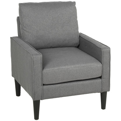 Accent Chair, Removable Pillow Linen Armchair with Comfy Spring Cushion for Living Room, Bedroom, Study, Dark Grey