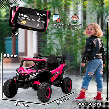 12V Kids Ride On Car with Remote Control, Kids Electric Car with Suspension System, Music, for Kids 3-5 Years, Pink