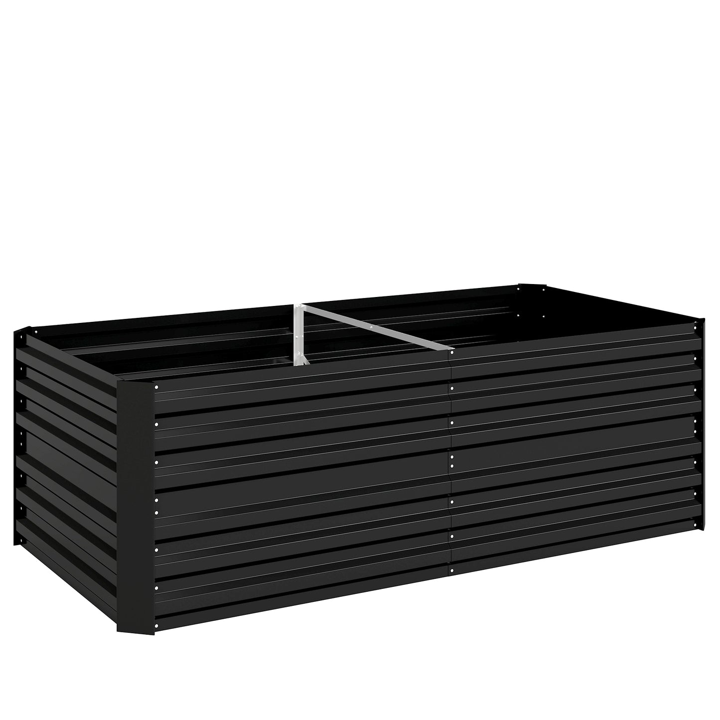 Raised Beds for Garden, Galvanised Steel Outdoor Planters with Multi-reinforced Rods, 180 x 90 x 59 cm, Black