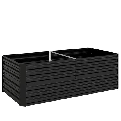 Raised Beds for Garden, Galvanised Steel Outdoor Planters with Multi-reinforced Rods, 180 x 90 x 59 cm, Black