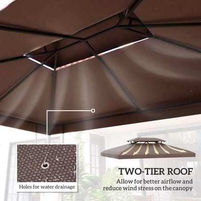 3x4m Gazebo Replacement Roof Canopy 2 Tier Top UV Cover Garden Patio Outdoor Sun Awning Shelters, Brown (TOP COVER ONLY)