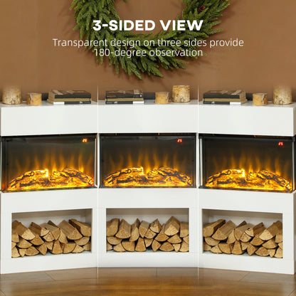 19" Electric Fireplace with Surround, 3D Flame Effect, 6 Colours & 3 Brightness Levels