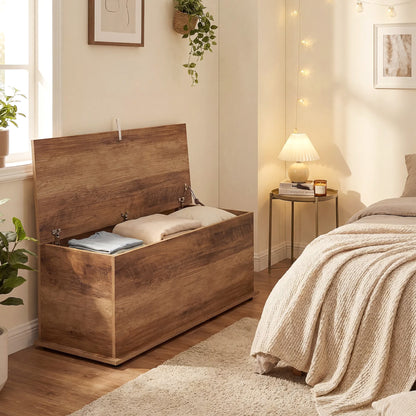 Storage Chest, Large 113L Blanket Box, Shoe Bench with Safety Hinged Lid, Storage Trunk, Bed End Bench for Bedroom, Hallway