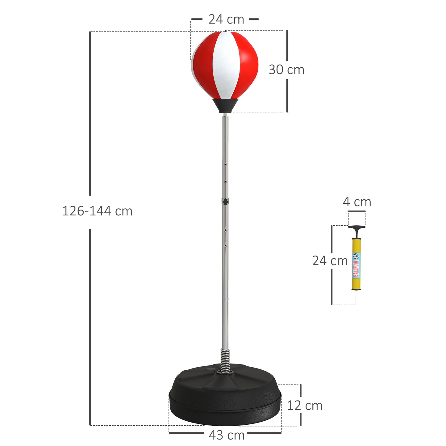 Punching Bag with Stand Boxing Bag Set with Adjustable Height, Red
