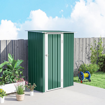 5ft x 3ft Garden Storage Shed, Galvanised Outdoor Metal Shed Waterproof with Sloped Roof, Lockable Door for Patio Tools