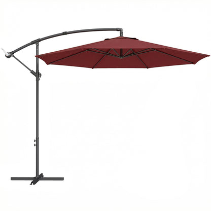 3 m Overhanging Cantilever Parasol, with Cross Base - Wine Red