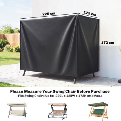 220 x 125cm Three-Seater Swing Chair Protective Cover - Black
