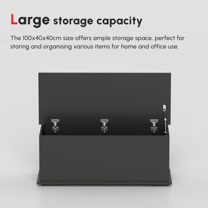 113L Storage Chest, Storage Box with Flip-Top Lid and 2 Safety Hinges, Storage Trunk for Living Room, Entryway