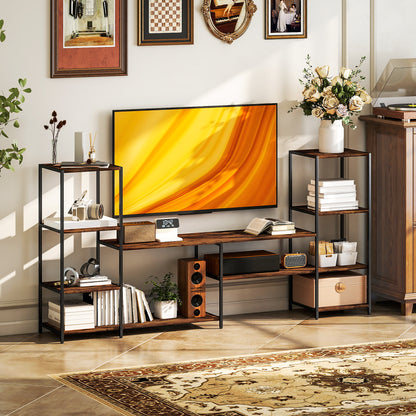 TV Unit for TVs up to 55 Inches, Industrial TV Stand with Storage Shelves, Entertainment Centre for Living Room, Bedroom