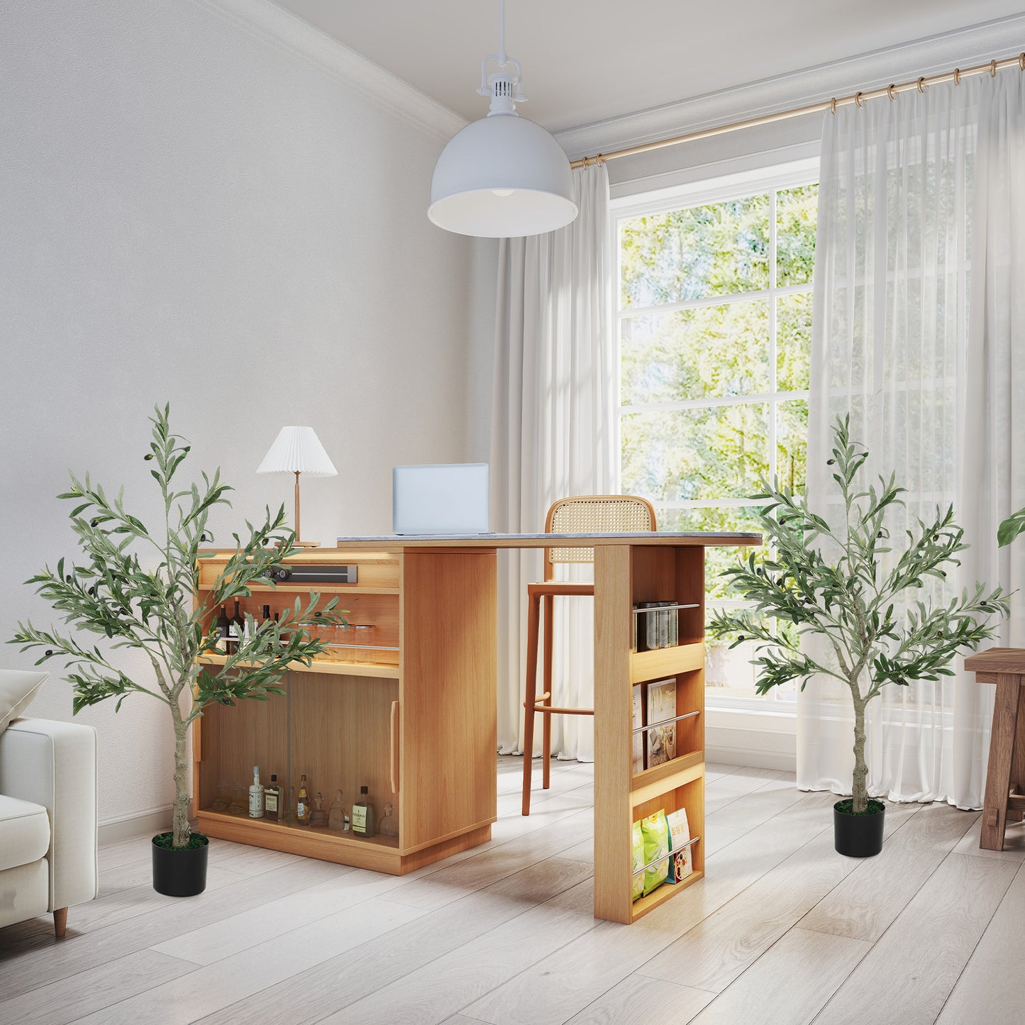 Set of Two Silk Leaf Artificial Olive Trees
