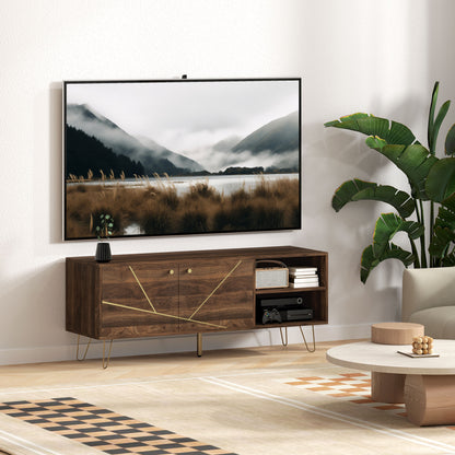 TV Stand Cabinet for up to 60 Inch TV, Modern 130cm TV Unit with Adjustable Shelves and Hairpin Legs