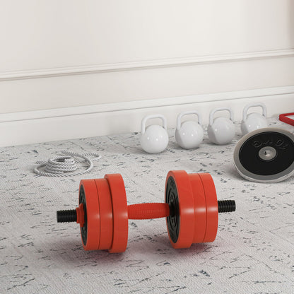 20kg 6-In-One Adjustable Weight Dumbbells Set, Barbell, Kettlebell, Push Up Stand - Red