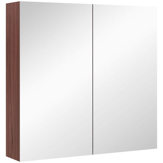 Double Door Bathroom Mirror Cabinet, Wall Mounted Bathroom Storage Cabinet, Soft Closing, 63L x 60Hcm