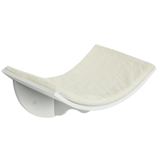 Wood Cat Shelves, Wall-Mounted Cat Shelter, Curved Kitten Bed Perch Climber Furniture 41 x 28 x 21cm White