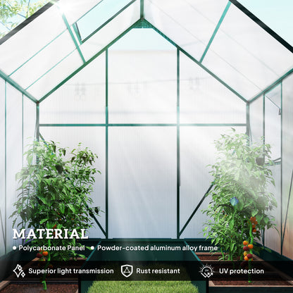 6x6 FT Polycarbonate Greenhouse with Base and Raised Bed, Walk-in Greenhouse with Aluminium Frame