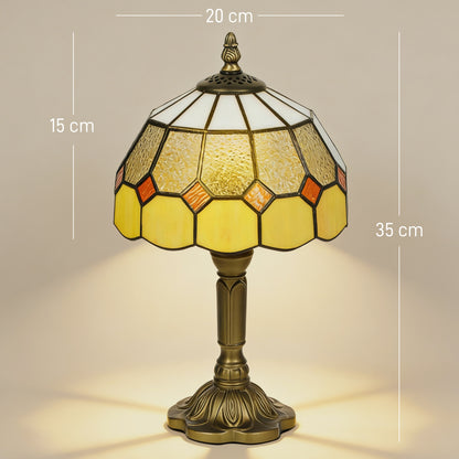 Handmade Art Deco Glass Table Lamp - White/Orange