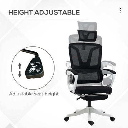 Ergonomic Office Chair, High Back Desk Chair, Reclining Mesh Computer Chair with Adjustable Headrest, Lumbar Support