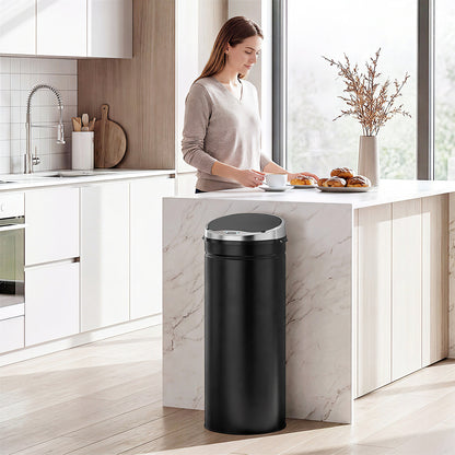 50L Round Sensor Bin with Quiet Soft-Close Lid, Hands-Free Motion Sensor Touchless Kitchen Bin with Fingerprint Resistant