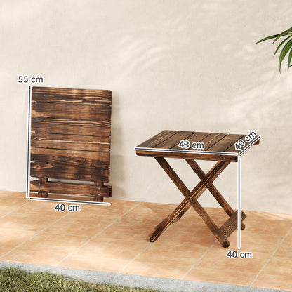Fir Wood Folding Coffee Table, Lightweight Small Garden Table with Slatted Top, Portable Folding Side Table for Balcony