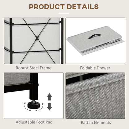 Fabric Chest of Drawers, Industrial Bedroom Dresser with 5 Fabric Drawers, Steel Frame and Wooden Top for Nursery