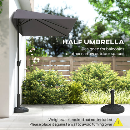 Balcony Half Parasol Semi Round Umbrella Patio Crank Handle (2.3 m, Grey)- NO BASE INCLUDED