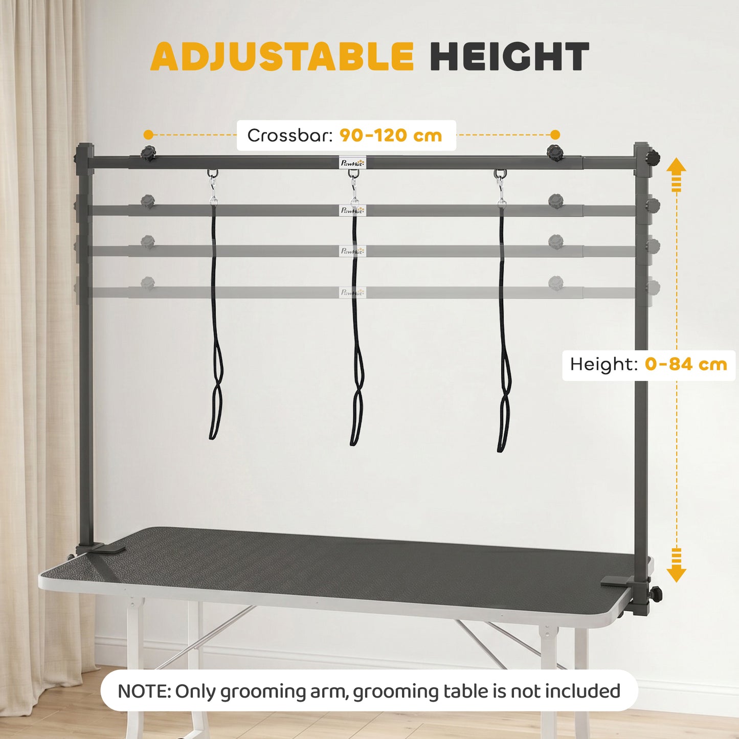 Dog Grooming Arm Adjustable H-Shape Dog Grooming Table Arm with Clamp and 3 Nooses Black