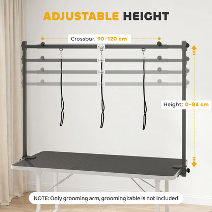 Dog Grooming Arm Adjustable H-Shape Dog Grooming Table Arm with Clamp and 3 Nooses Black