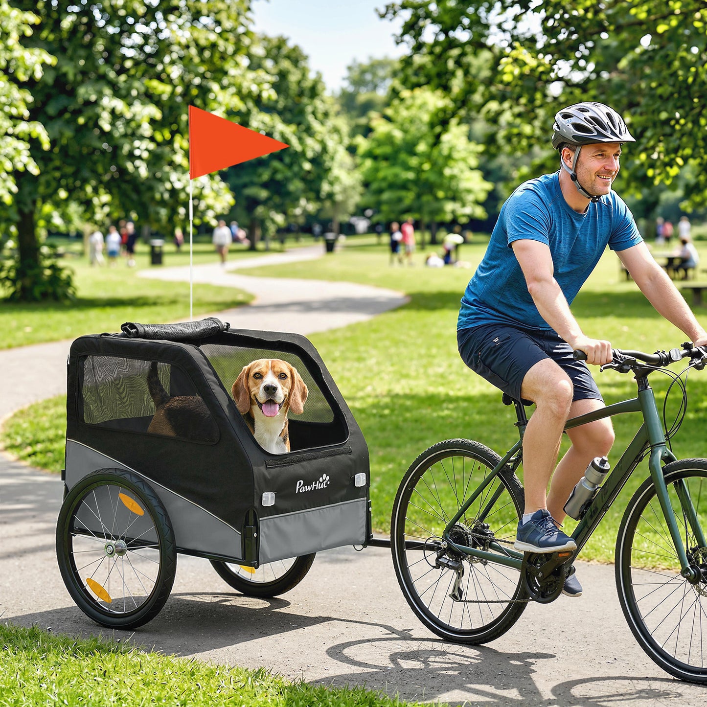 Dog Bike Trailer, Dog Cart Bicycle Carrier for Small and Medium Pets with 20" Inflatable Rubber Wheels, Grey