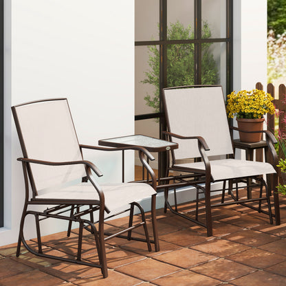 Gliding Jack and Jill Seat, with Glass-Top Table - Brown/Beige