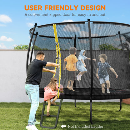 10ft Outdoor Trampoline with Enclosure Net, Spring Cover, Black