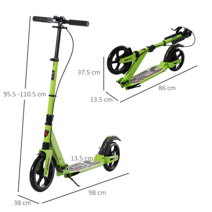 Kick Scooter, Folding 2 Wheel Scooter with Dual Brake System, Dual Suspension, 230mm Big Wheels and 3 Adjustable Handlebar