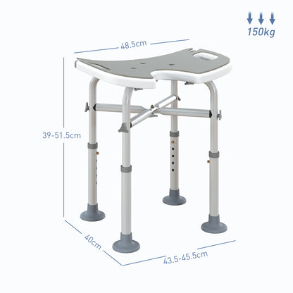 39-51.5cm 'U' Seat Padded Shower Stool - Grey