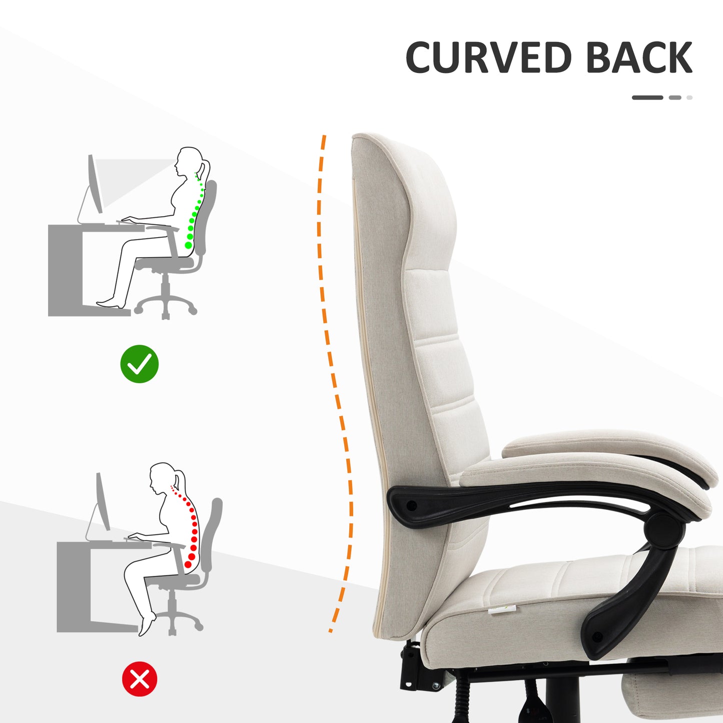 Office Chair, Computer Desk Chair, Fabric Swivel Chair with Adjustable Height and Rolling Wheels for Home Office Work Study