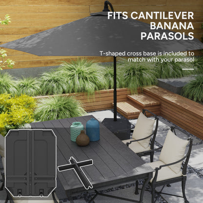 Parasol Base Plastic Umbrella Stand for Cantilever Parasol with Wheels, Heavy Duty Umbrella Stand, Water/Sand Filled